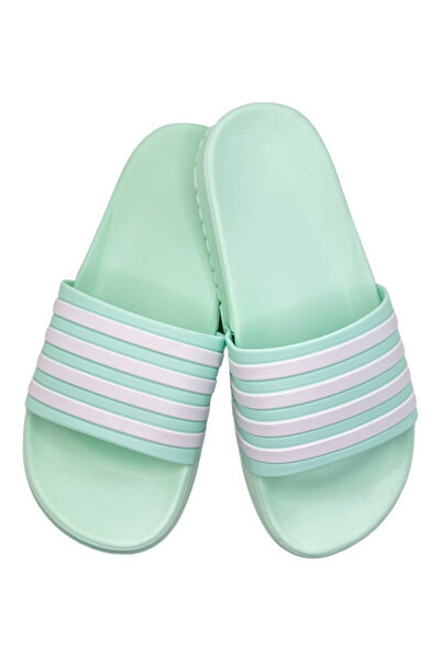 TECOS Women's beach or pool slippers, Tecos®, size 37, green, 23.5 centimeters, striped pattern