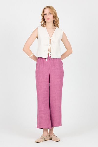 Rays Rose Cotton Elastic Waist Wide Leg Trousers 4657