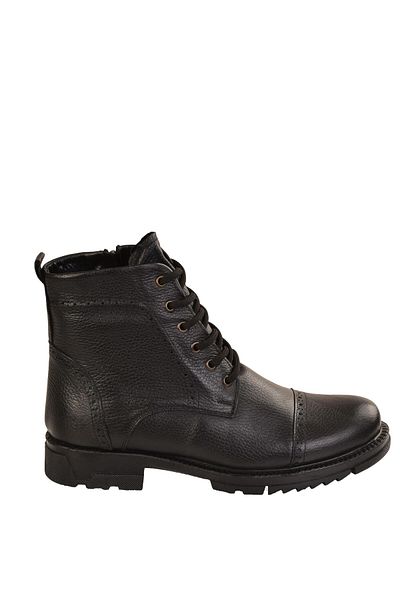 Peta Men's Fur Lined Zippered Leather Casual Boots