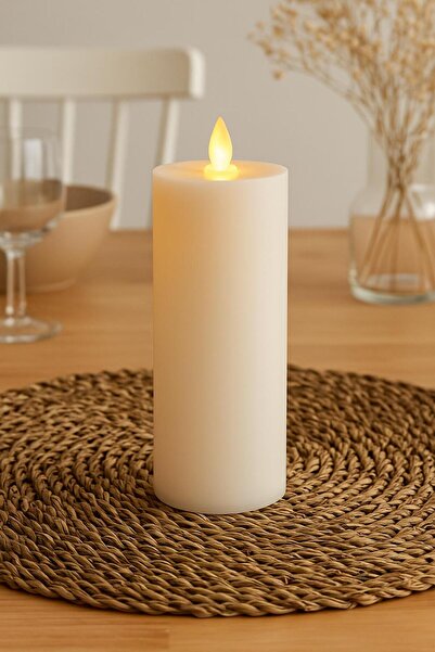 Özbey ArtDeco Silindir Led Pilli Baton Mum ( 9 cm )