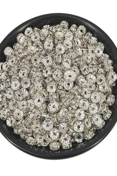 BEİLYS COSMETİCS & ACCESSORY 100 Pieces 6 Mm Silver Color Washer Stone Jewelry Accessories Insert