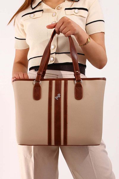 POLO CLUB Women's Polo Stripe Patterned Long Strap 4 Compartment Hand & Shoulder Bag