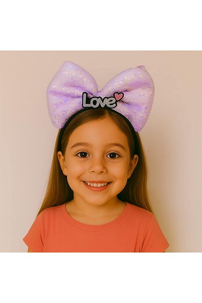 doremodam Purple Bow Crown with Led Light Love Written – Girl's Party Crown - 718123-1453