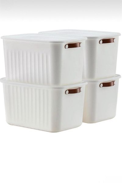 Bayev Set of 4 White 20 Lt Boxsis Mega Size Multi-Purpose Box with Lid Closet Organizer Organizer-Hobby Box