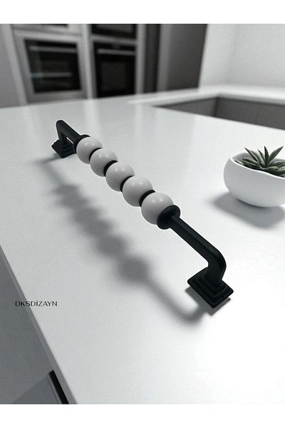 DKSDİZAYN Maya Beaded 128 mm Black Special Heavy Metal 1St Classroom Furniture Drawer Kitchen Cabinet Handle Premium Handle