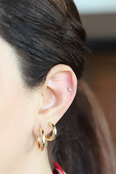 Diamond Line-Gülaylar 14 Ayar Sarı Altın Göz Tragus Piercing