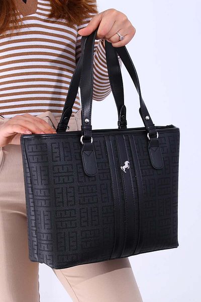 POLO CLUB Geantă de mână și de umăr cu 4 compartimente, cu model în dungi, cu curea lungă