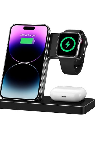 Blasko 3 in 1 universal wireless Fast Charge charging station for Phone, Smart Watch and Headphones