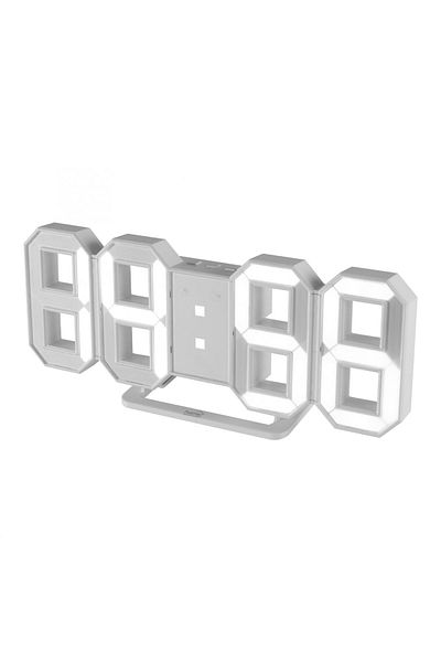 KlaussTech Ceas deșteptător digital cu LED 3D, alb