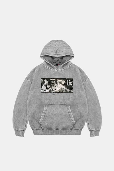 Bak Moda Picasso Guernica Printed Women's Washable White Hoodie
