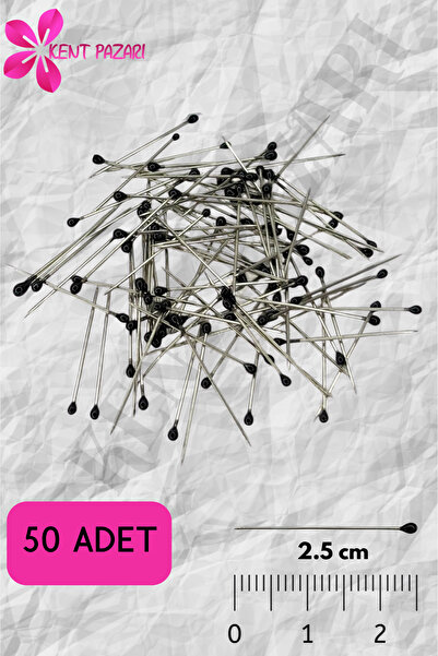 Kent Pazarı Siyah Cam Başlı Toplu Iğne – 50 Adet ( 1 KUTU) 2,5 Cm | Şık Ve Dayanıklı Sabitleyici