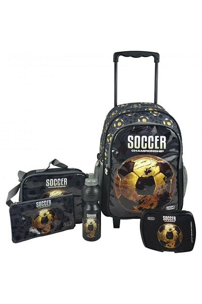Roco Soccer 5-in-1 Value Set Trolley Bag with Accessory – 16/17 Inch School Backpack for Kids
