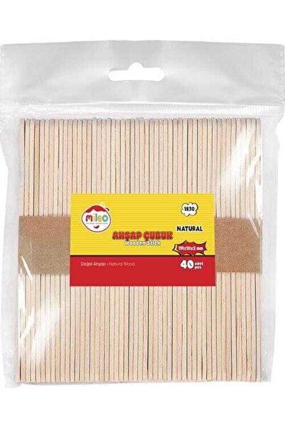 MILEO Ahşap Çubuk Dil Çubuğu Kare 114X10X2 Mm Naturel 1830 (40 Lı Paket)