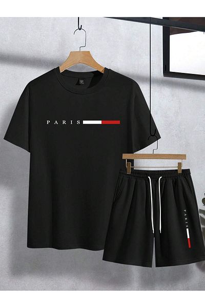 ACTIVE MODA - Men's Short Sleeve Tshirt - Shorts 2-Piece Set 1St Class Quality Cotton Fabric Oversize Printed