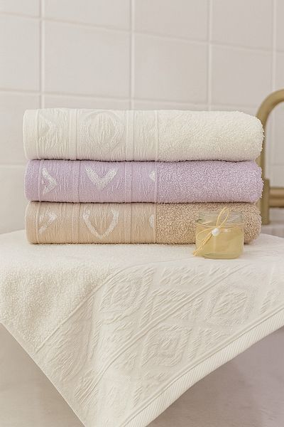 Bonny Home Set de prosoape pentru mâini și față cu model de ochi din 3 piese – 50x90 cm 100% bumbac, textura moale, modelat