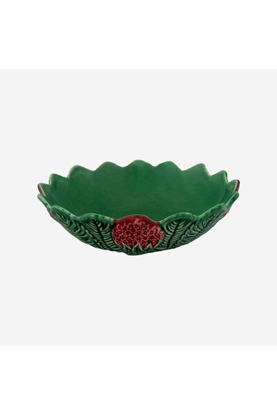 Bordallo Pinheiro Strawberries Green Ceramic Serving Bowl 23.5 cm