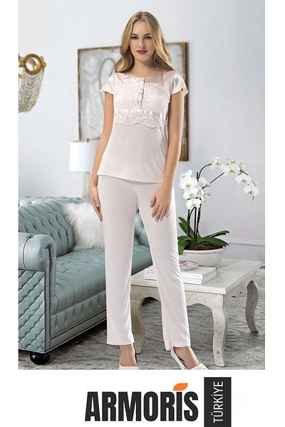 Armoris New Creation Comfortable Dowry Stylish Elegant Powder Combed Cotton Pajama Set