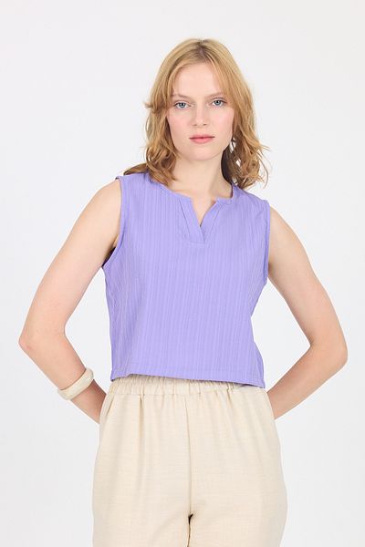 Rays Lilac V-Neck Sleeveless Crop Blouse 8027