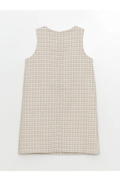 LC Waikiki Lcw Kids Pink Crew Neck Girls Tweed Dress