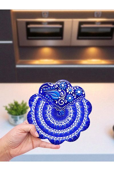 sharp&art Tray, 100% Hand Embroidered Special Series Tile Tray, Pot and Pan Base, Model 1