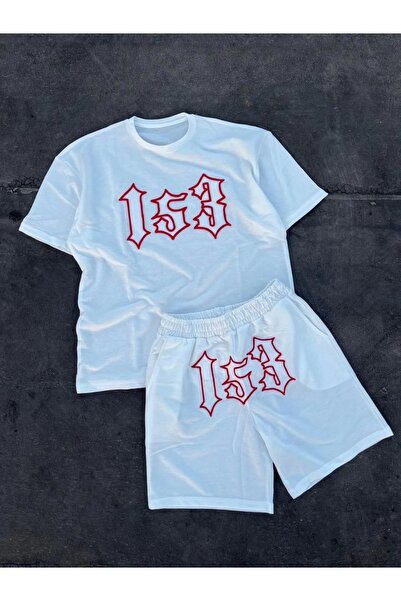 Exbob Men's Embroidered Shorts Set - White