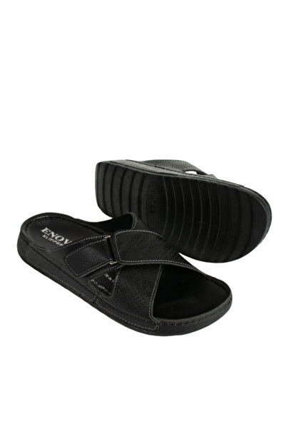 Benittokids Ανδρικές παντόφλες από συνθετικό δέρμα Enova Ορθοπεδική άνετη σόλα με ρυθμιζόμενο Velcro Stitched Stylish Home Out