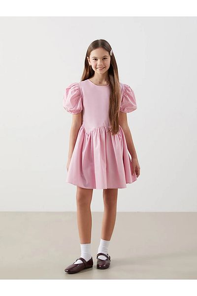 LC Waikiki Lcw Kids Pink Crew Neck Girls' Dress