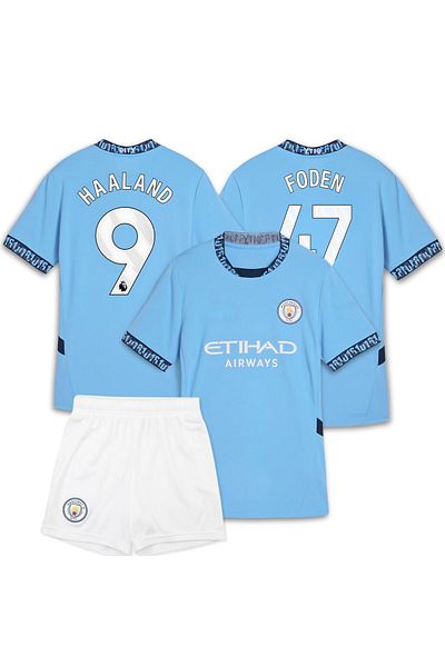 Magico Mercato ® نسخة طبق الأصل من قميص كرة القدم Haaland De Bruyne Foden للأطفال - جيرسي مانشستر سيتي