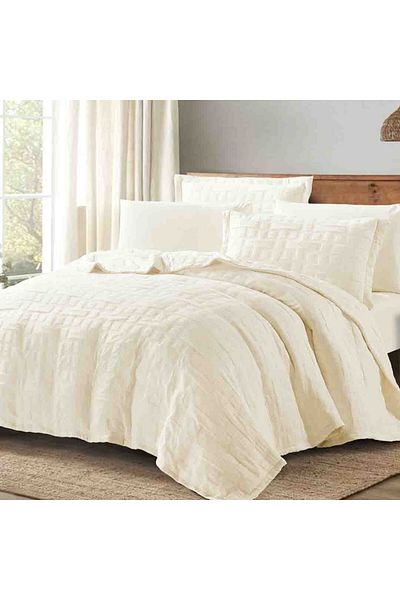 Alhabib bedding Clara Summer Light Compressed Queen Size Bedspread 200x150 cm Cream 4 Pieces