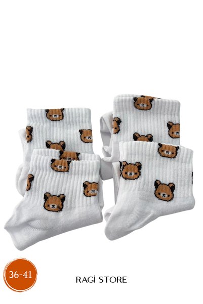 ragistore 4-Piece Teddy Bear Patterned Women's Booties