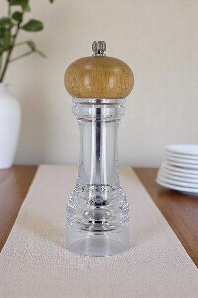Kitchen Way Transparent Spice Grinding Mill with Small Bamboo Lid