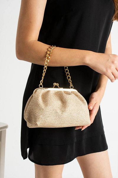 byFOX Fashion Scholarship Soft Textured Crossbody Bag with Chain Detail on the Front Width: 22cm Length: 12.5cm Bottom: 8cm