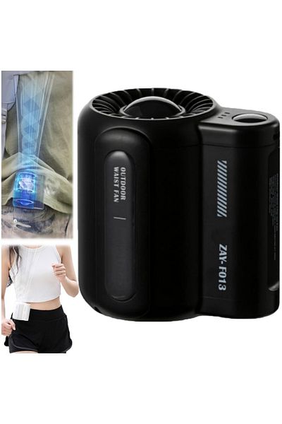 Tradeo Portable Waist Clip Fan, 3 Speed Settings, USB Type-C Rechargeable, Dual Head Design, Strong Airflow