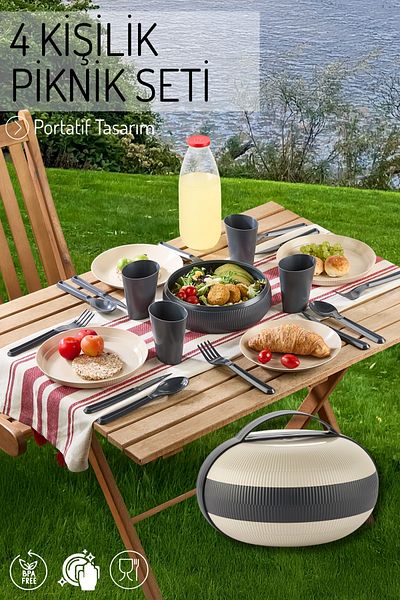 Nandy Home Round, 4-Person Multi-Purpose Portable Picnic Set, Portable Design