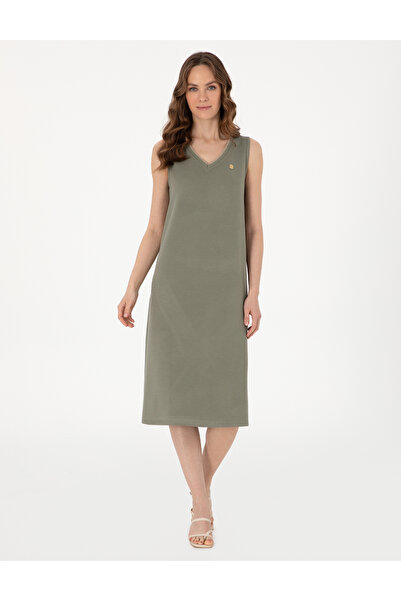 Pierre Cardin Χακί Πλεκτό Φόρεμα σε Γραμμή Α 50308266-VR027