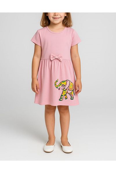 QUESHMA Cotton Printed Combed Cotton Girl's Dress