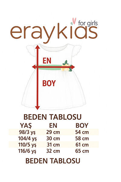 Eray Kids Girl's Princess Evening Dress Belted Lace Birthday Dress 3-6 Years Old