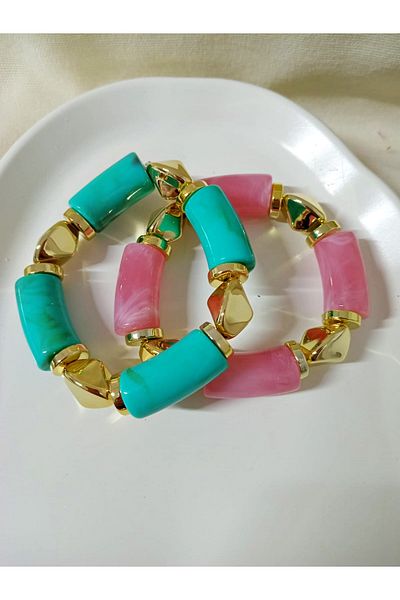 mos&more Blue Pink Gold Flexible Bracelet