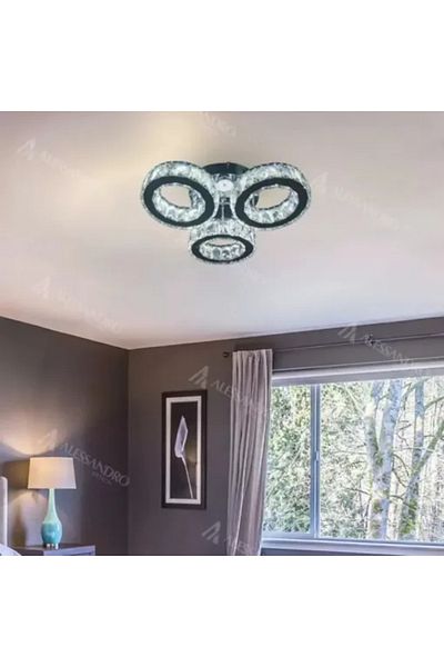 TİMOTEİ LED Chandelier with Remote and Crystals TIMOTEI, 30W, 3 Circles, Dimmable, Cold/Warm/Neutral Light,