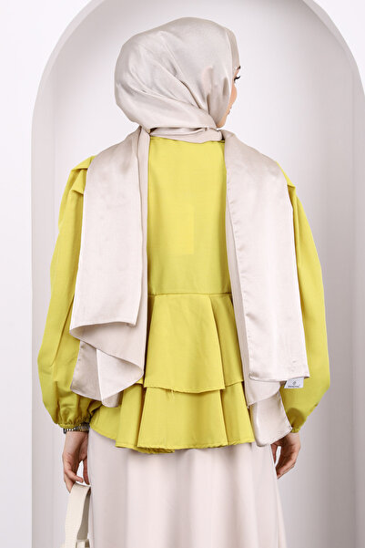 İmajButik Oil Green Front Tied Layered Kimono