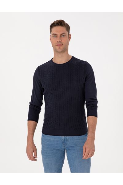 Pierre Cardin Navy Blue Slim Fit Crew Neck Sweater Sweater 50315717-Vr033