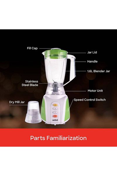 Sanford Sanford 2-in-1 Blender and Grinder, 1.6L, 650W, Model SF6842BR, Green