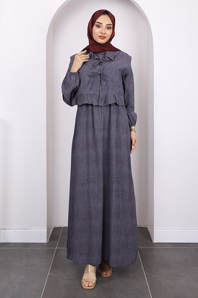 İmajButik Φόρεμα με καπνιστό γιλέκο και ελαστική μέση