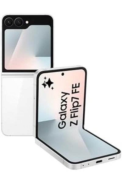 Samsung Galaxy Z Flip7 FE, Al Phone, White, 256GB Storage, 8GB Memory, Pocketable Foldable Design, 5