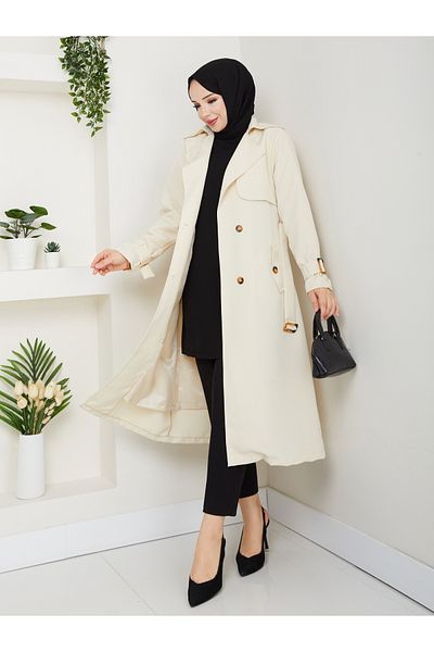 RACE FASHİON Lined Linen Trench Coat Rc3089120