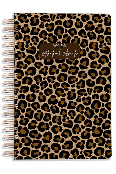 Crow Notebook 2025-2026 A5 Leopard Academic Agenda 15X21 cm - 107 Pcs. Sticker Gift - Elastic - 12 Months