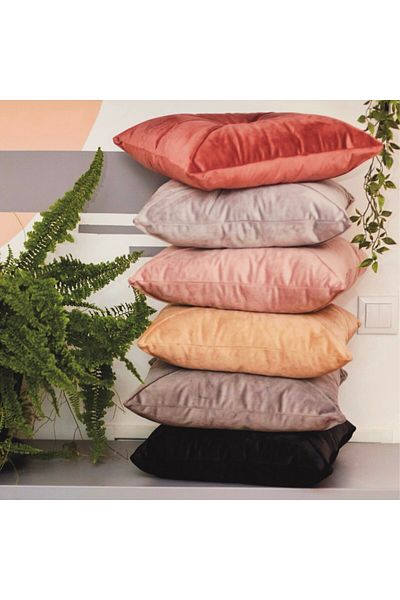 OEM Pink Velvet Puffet Decorative Pillow, Square, 40x40Cm