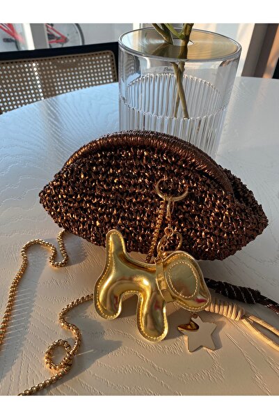 Fazeka Köpekli Charm,anahtarlık,charm,çanta Charmı Gold Çanta Charmı