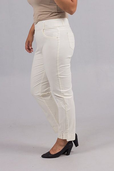 Truva XXL Ecru Linen Lycra Cotton Relaxed Fit Trousers – Great Comfort between Sizes 42-56!