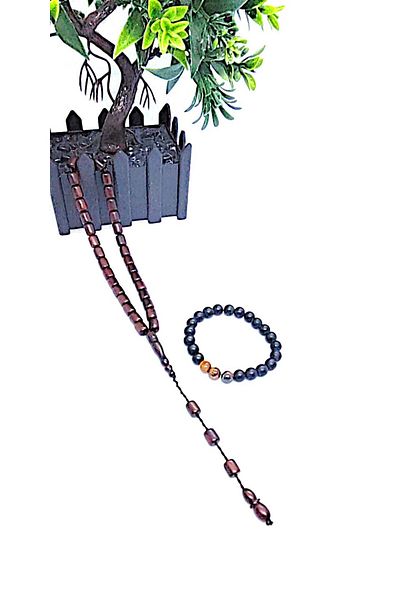 Lio20 Systemed German Fiber Prayer Beads & Onyx Design Tiger's Eye Natural Stone Bracelet Set Gift Combination Accessory